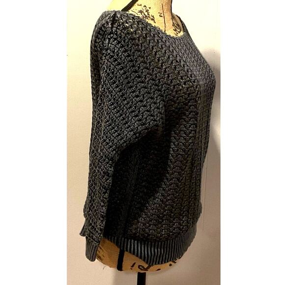Free People Boomerang Crochet Open Knit Sweater, Gray, Size XS - Picture 4 of 8